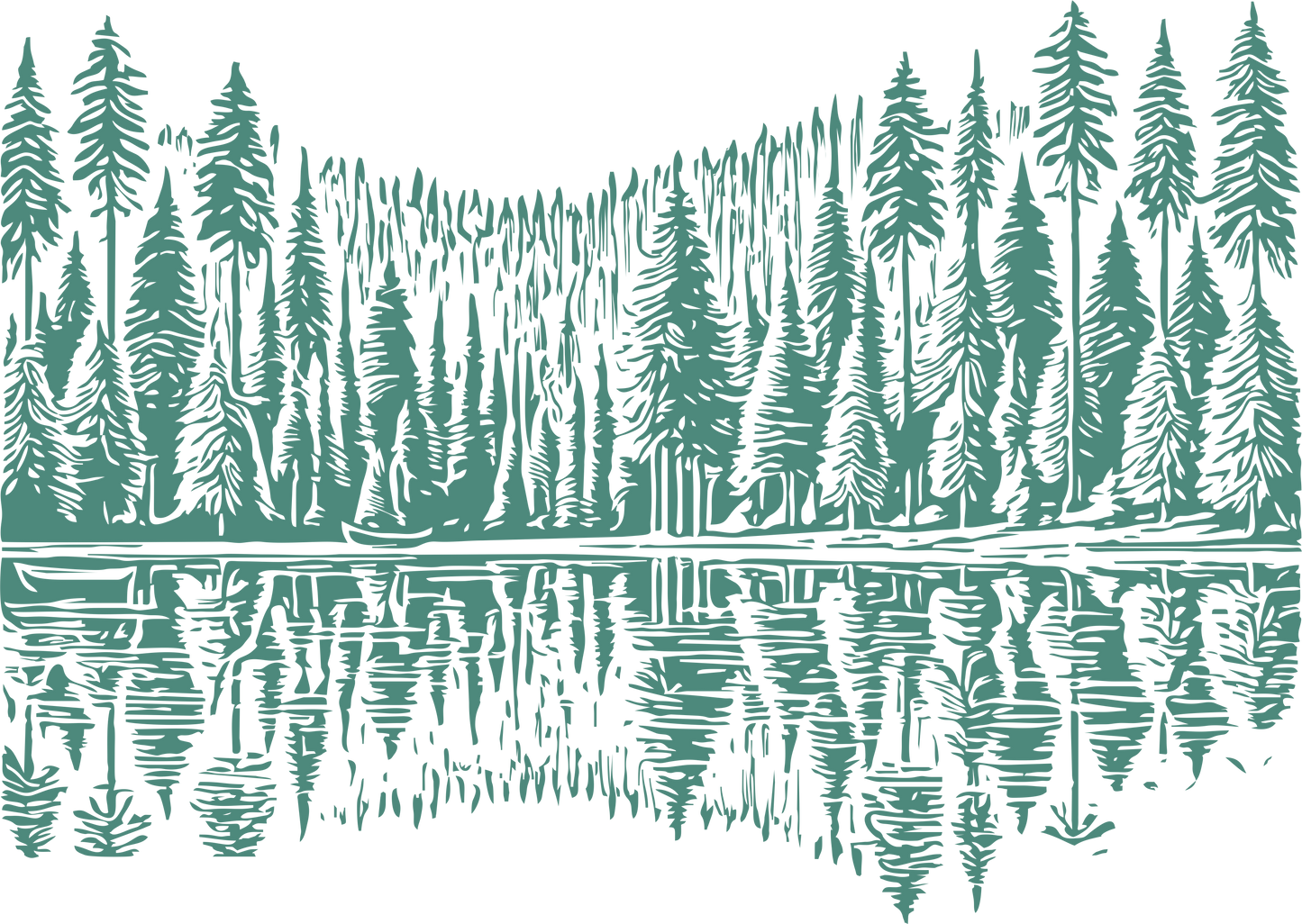 Green forest reflection wall decal - eco-inspired living room nature artwork