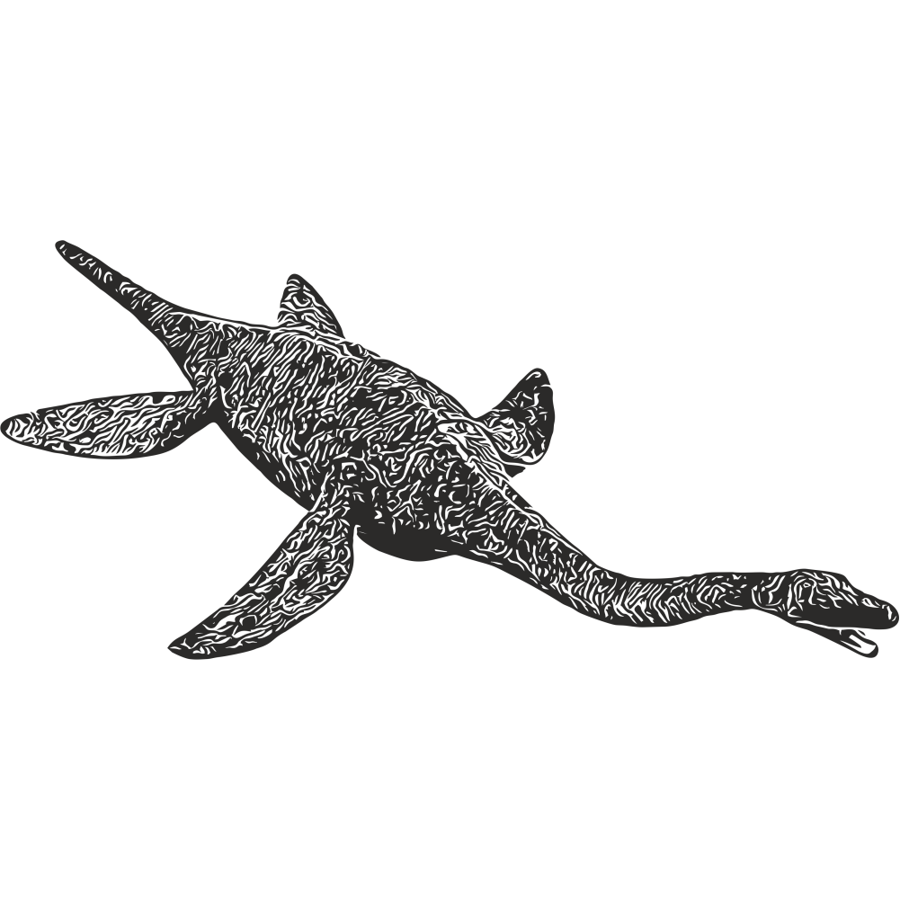 Black Plesiosaurus dinosaur wall decal – marine reptile vinyl sticker for nurseries, classrooms, or kids' dinosaur-themed rooms.