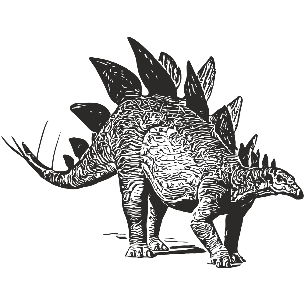 Stegosaurus wall decal in black facing right – bold vinyl dinosaur sticker for kids’ rooms