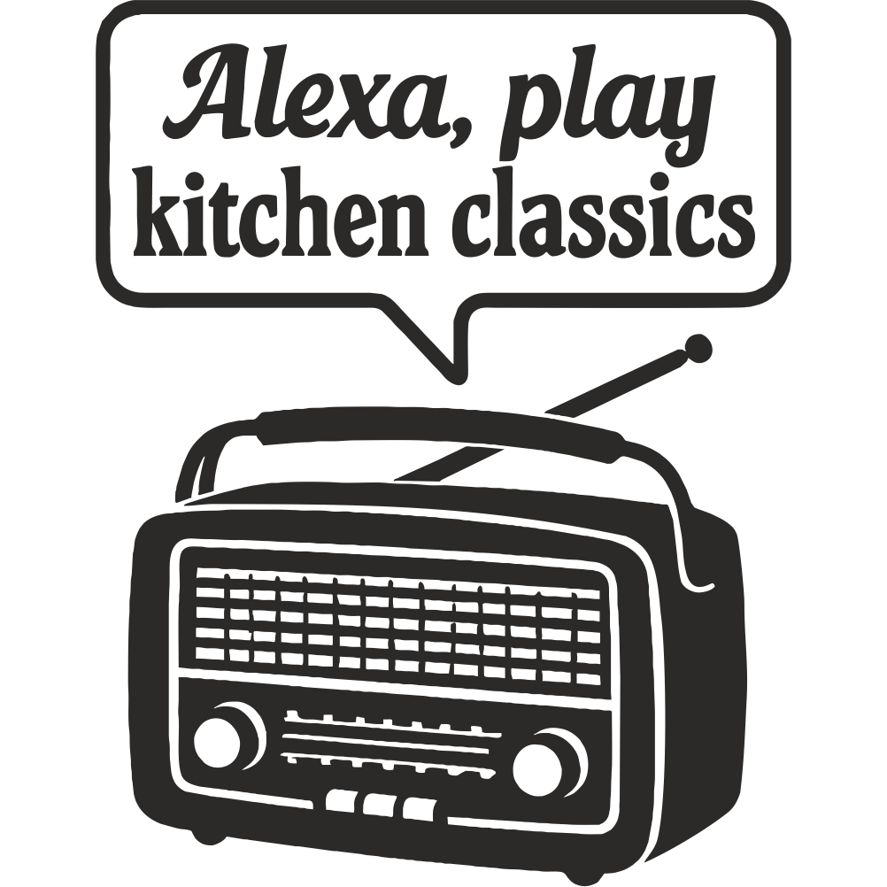 Alexa play kitchen classics retro radio wall decal – product image with transparent background