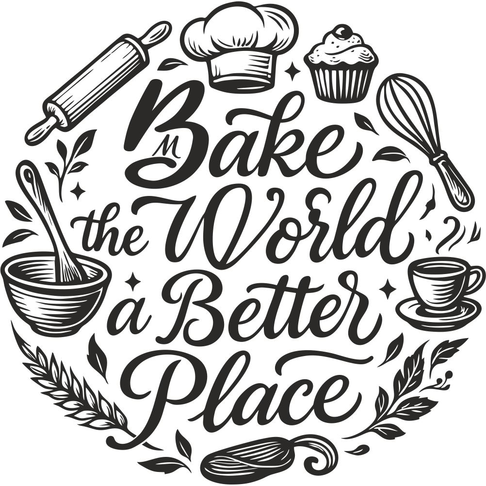 Bake the World a Better Place kitchen wall decal – product image with transparent background