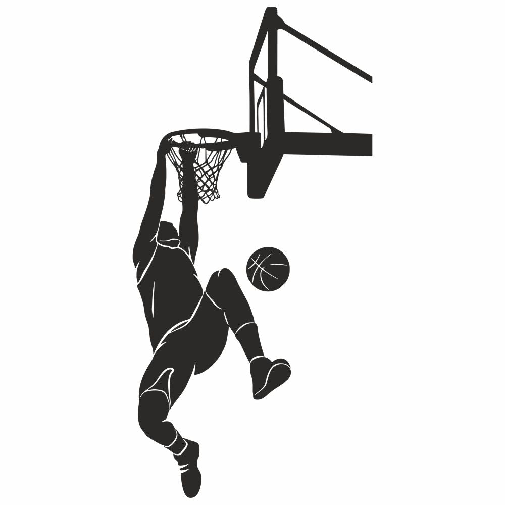 Basketball Wall Decal - Player Hanging from Rim Silhouette