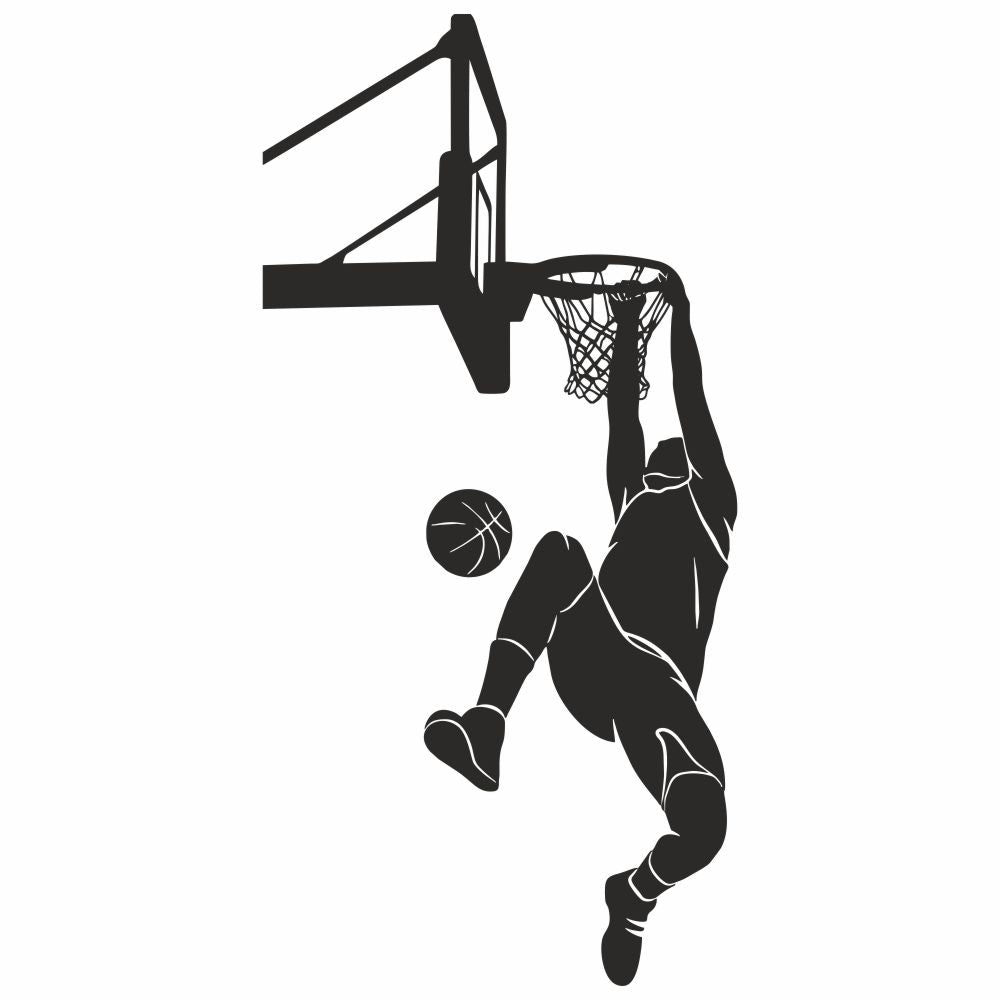 Basketball Wall Decal - Player Hanging from Rim Silhouette