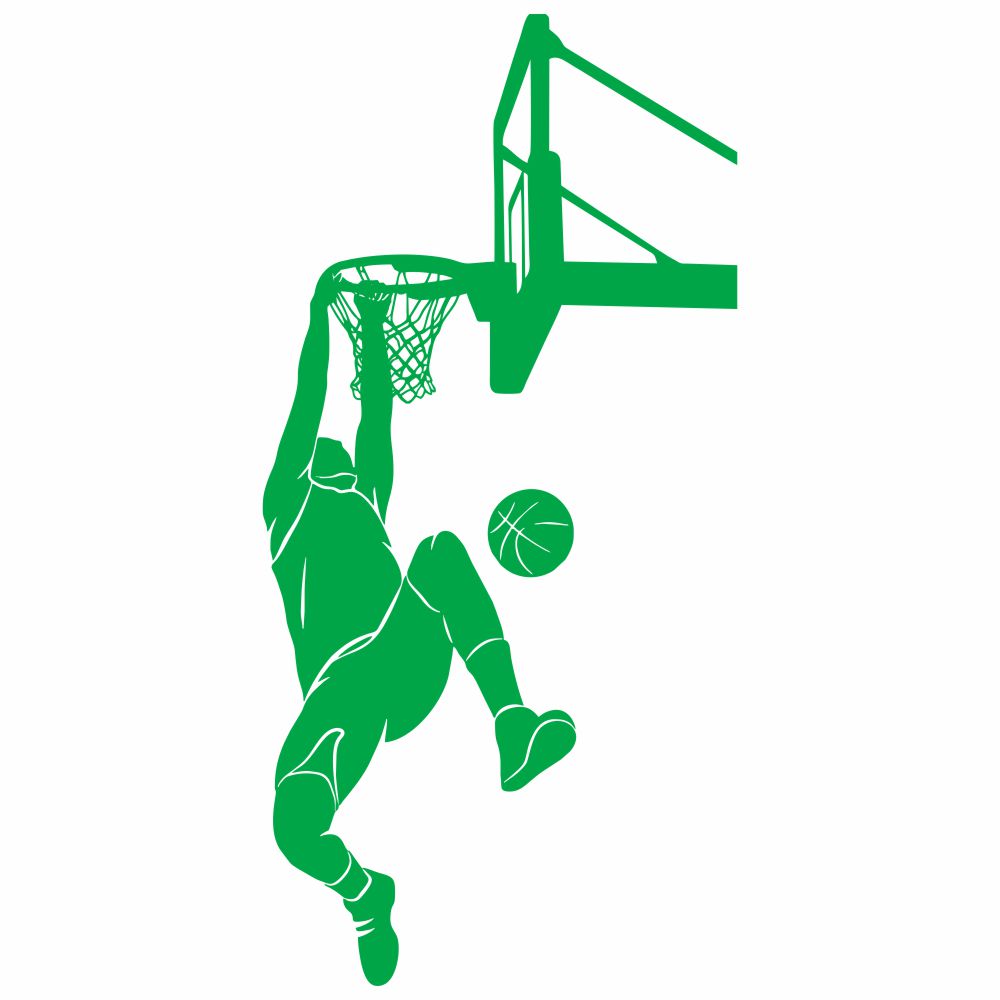 Basketball Wall Decal - Player Hanging from Rim Silhouette