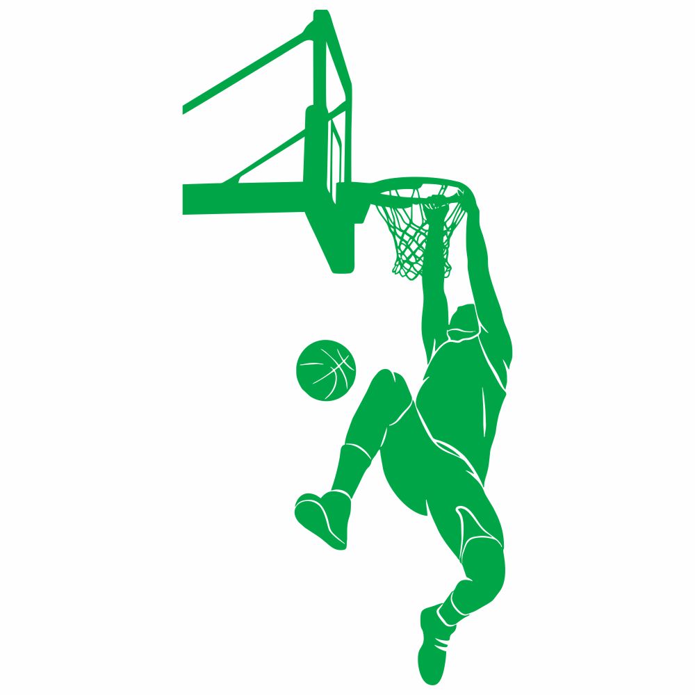 Basketball Wall Decal - Player Hanging from Rim Silhouette