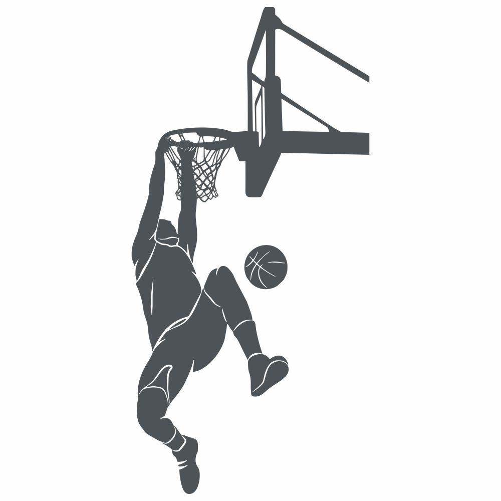 Basketball Wall Decal - Player Hanging from Rim Silhouette