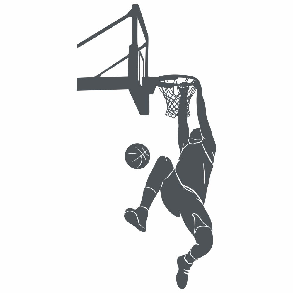 Basketball Wall Decal - Player Hanging from Rim Silhouette