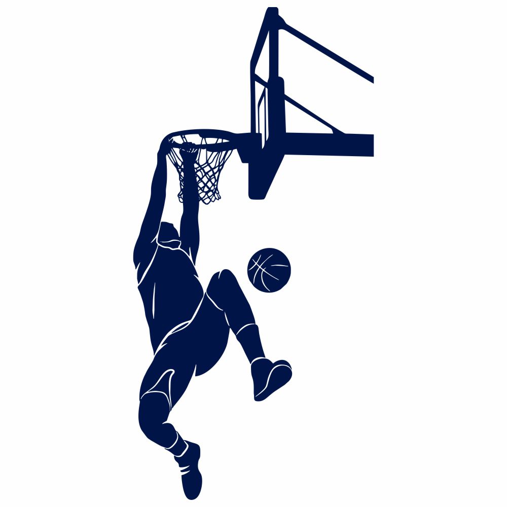 Basketball Wall Decal - Player Hanging from Rim Silhouette