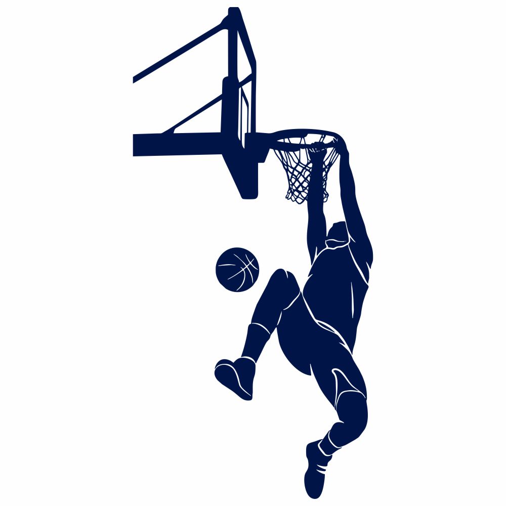 Basketball Wall Decal - Player Hanging from Rim Silhouette