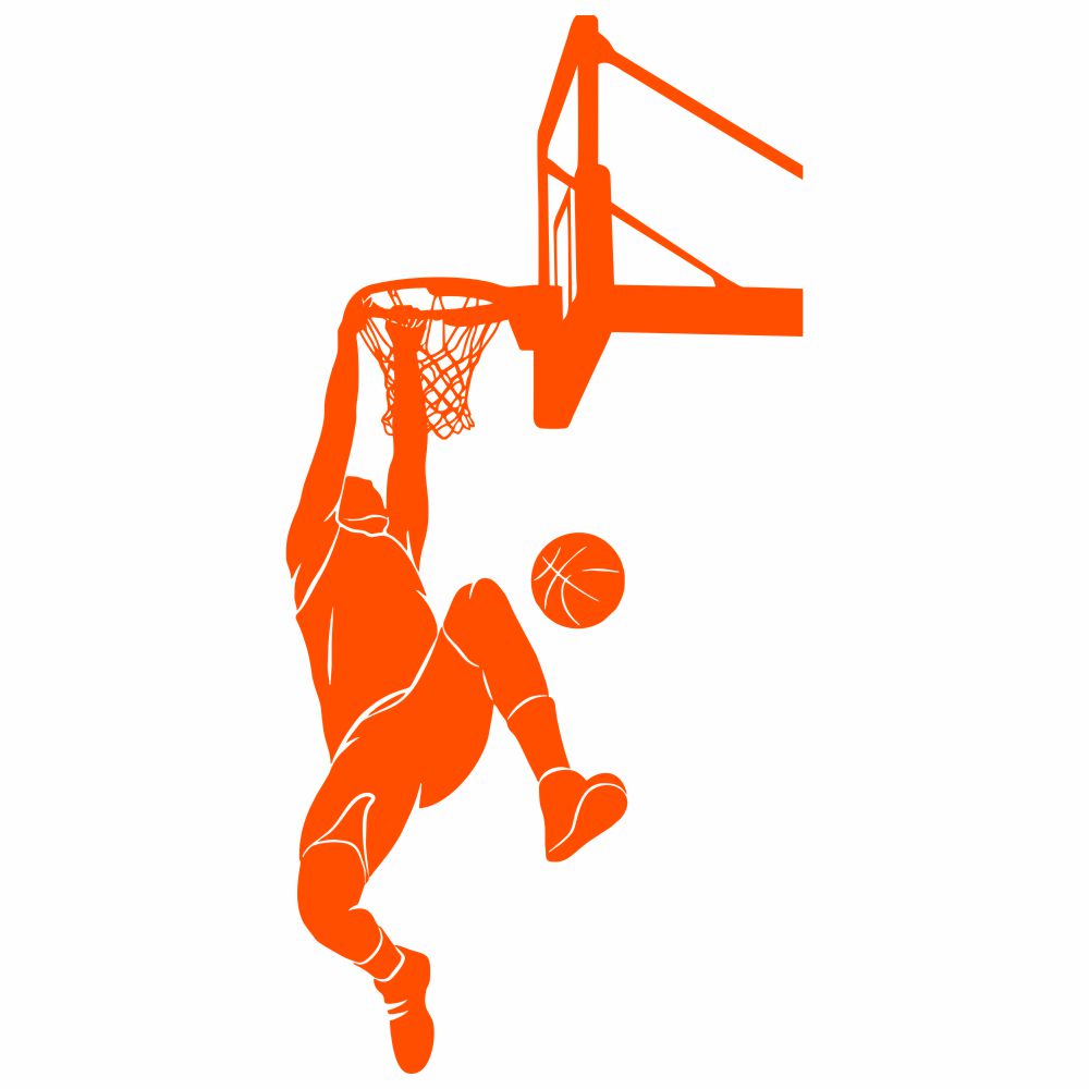 Basketball Wall Decal - Player Hanging from Rim Silhouette