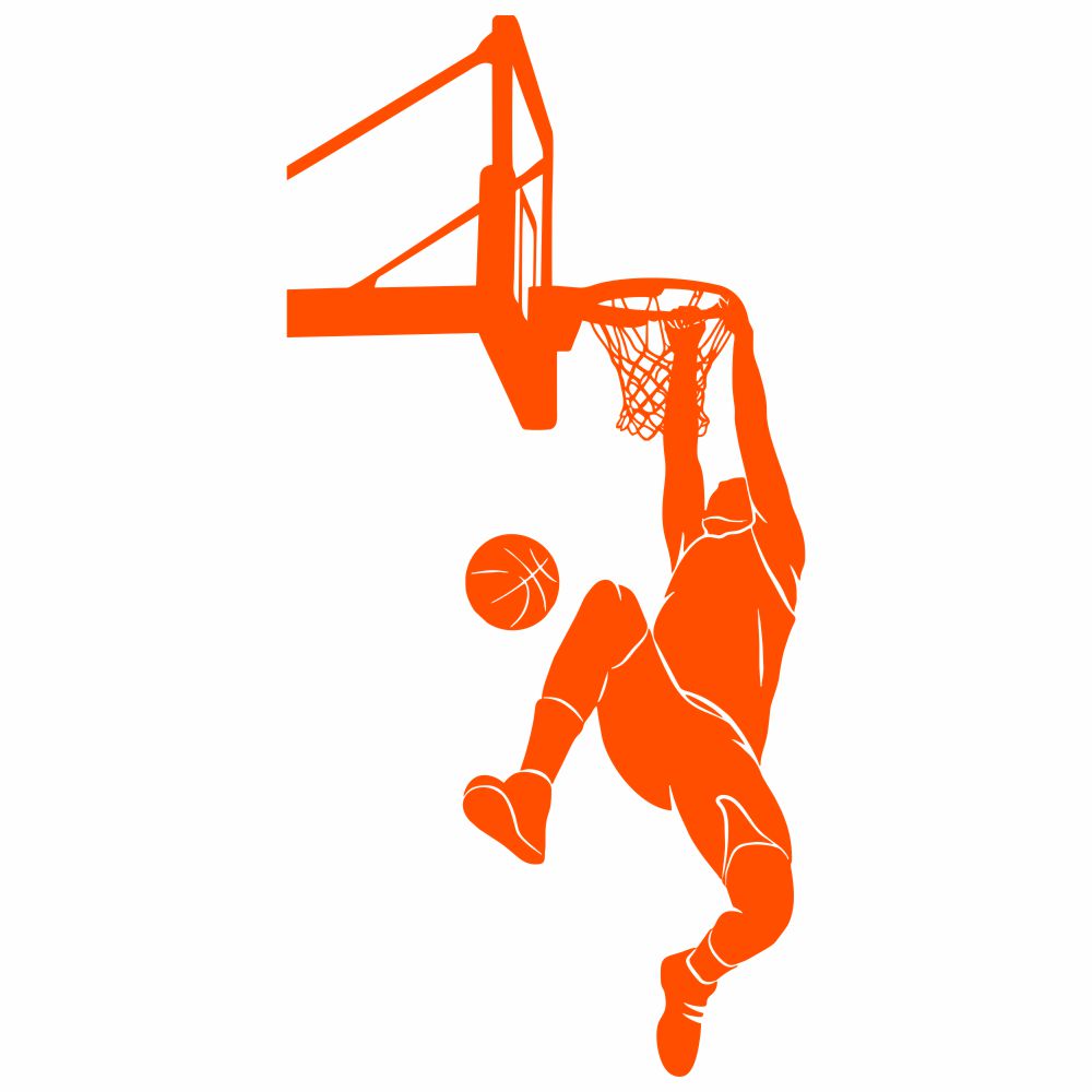 Basketball Wall Decal - Player Hanging from Rim Silhouette