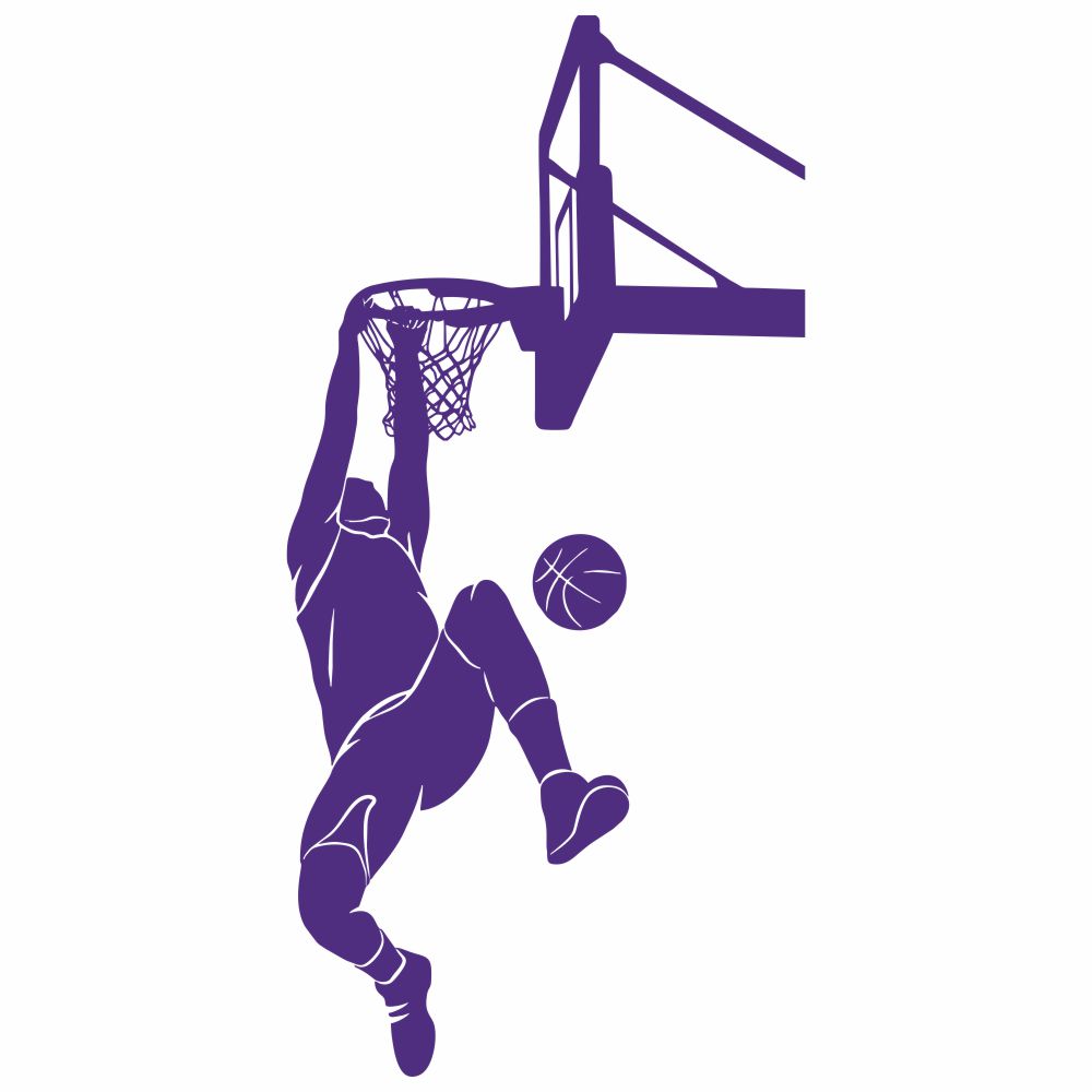 Basketball Wall Decal - Player Hanging from Rim Silhouette