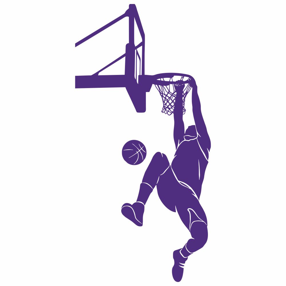 Basketball Wall Decal - Player Hanging from Rim Silhouette