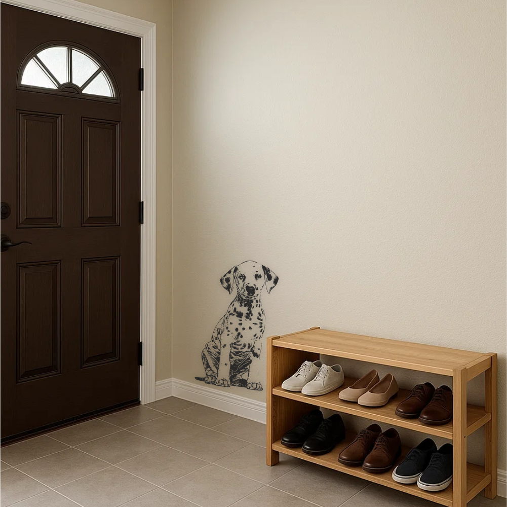 Dalmatian Puppy Wall Decal in Entryway Hallway – Real-Life Vinyl Dog Sticker by the Door – Art Decals