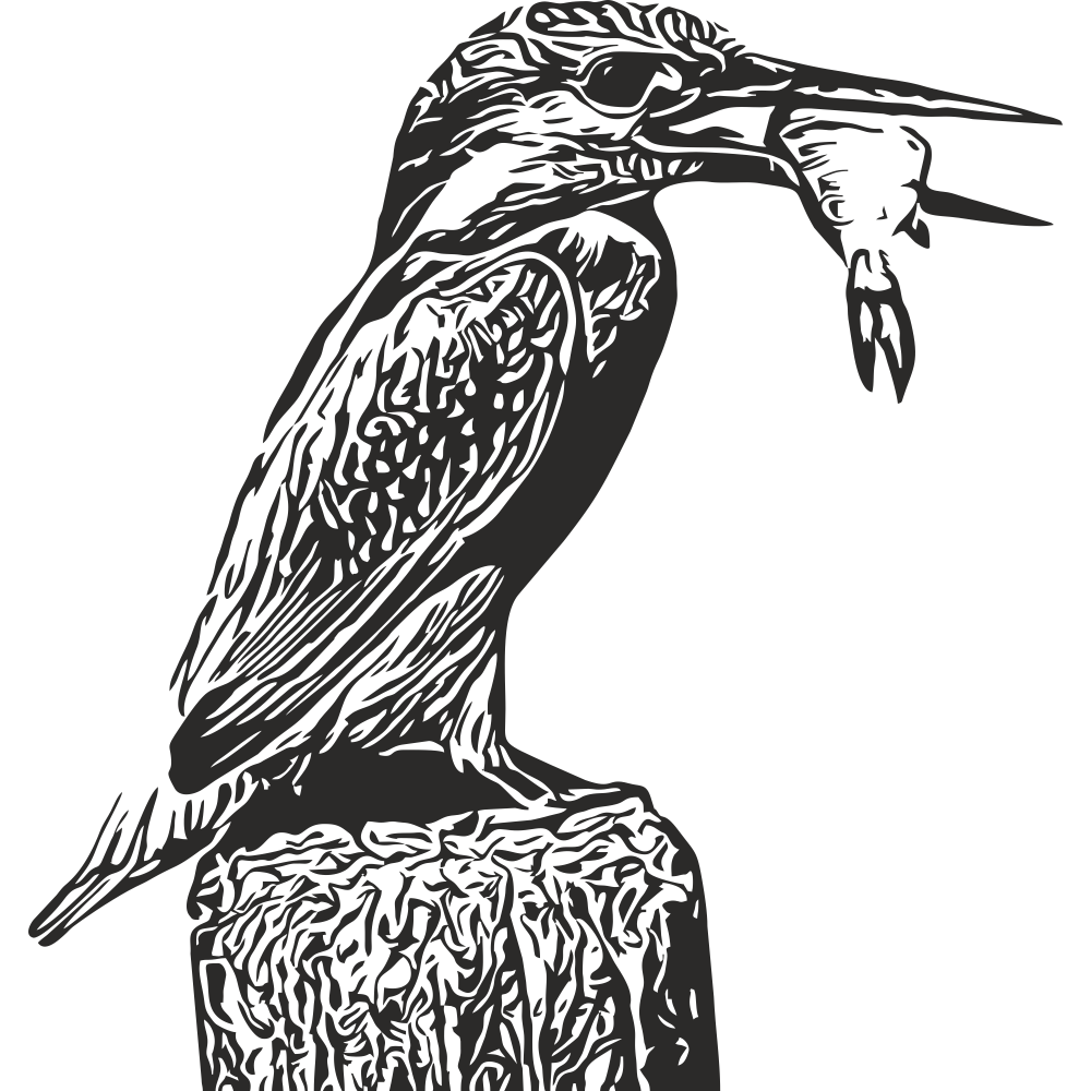 Black Kingfisher Wall Decal – Vinyl Bird Silhouette Facing Right – Art Decals