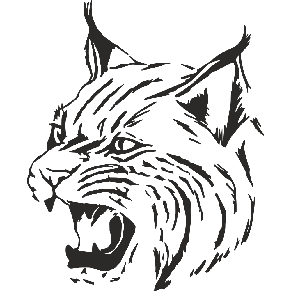 Black Lynx Wall Decal – Left-Facing Roaring Wild Cat Head – Art Decals