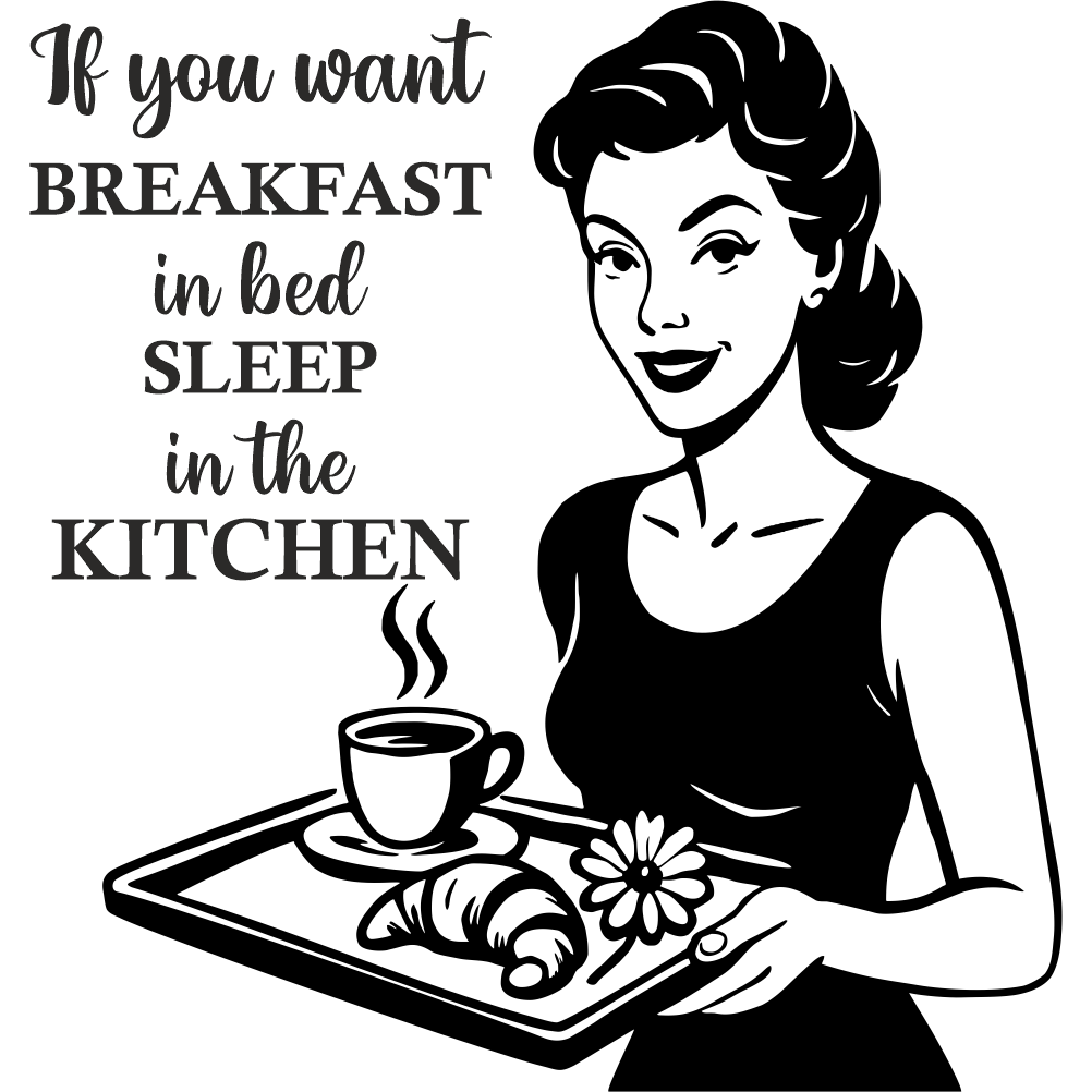 Breakfast in Bed funny kitchen wall decal – product image with transparent background
