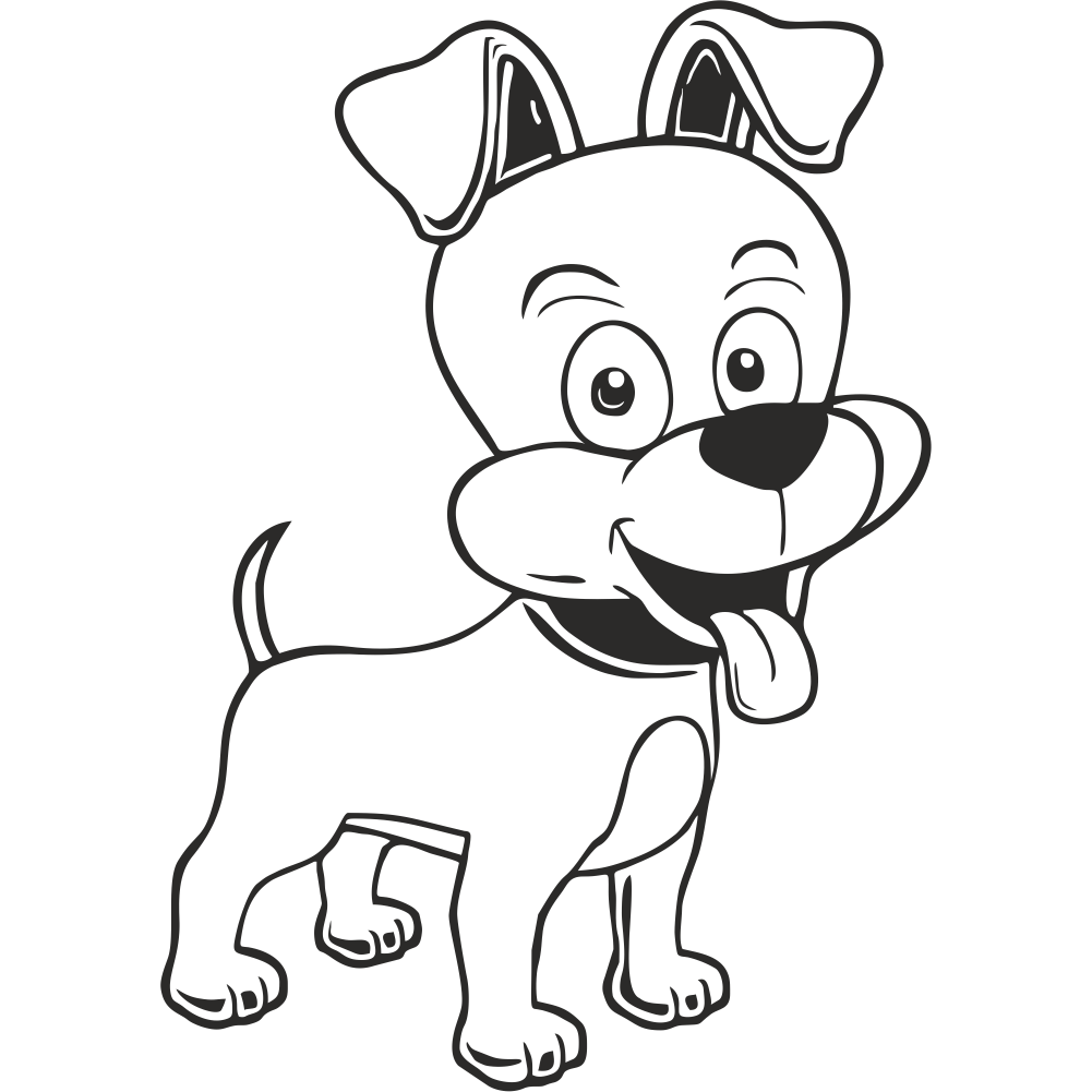 Smiling dog wall decal in black – playful vinyl sticker for boys’ or girls’ pet-themed bedroom