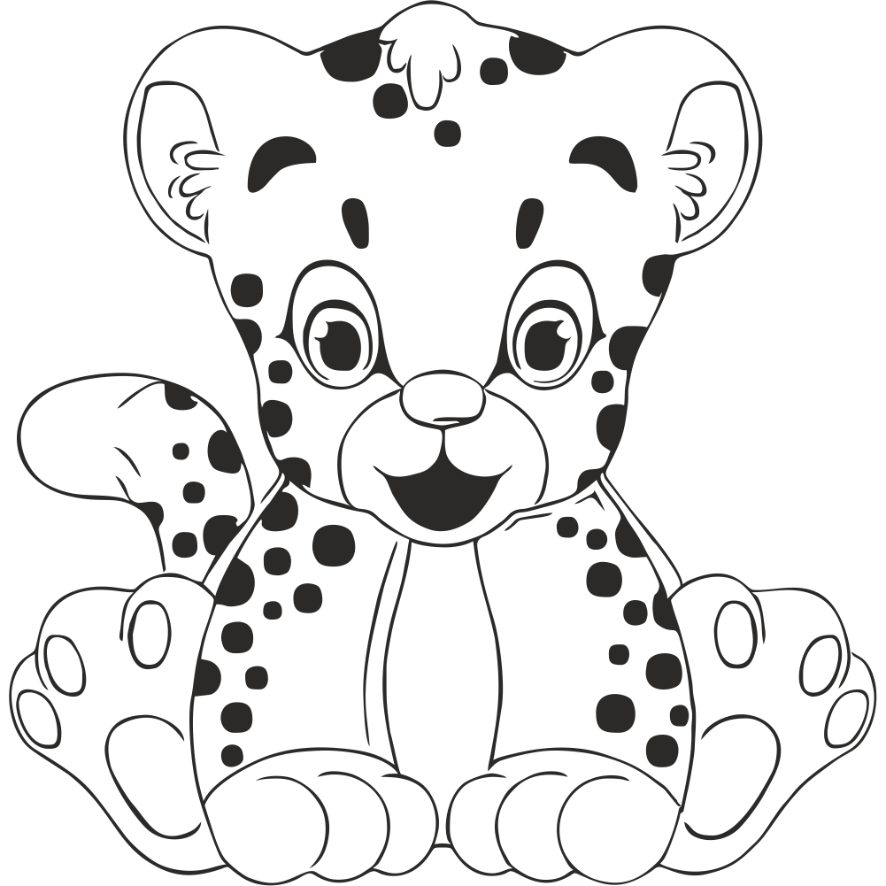 Leopard wall decal in black – adorable cartoon jungle animal sticker for kids’ room or nursery wall art