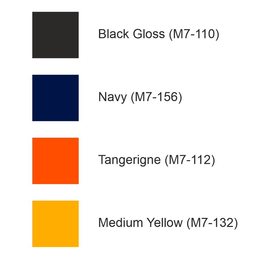 Small diver girl wall decal colour options – black, navy, orange and yellow vinyl