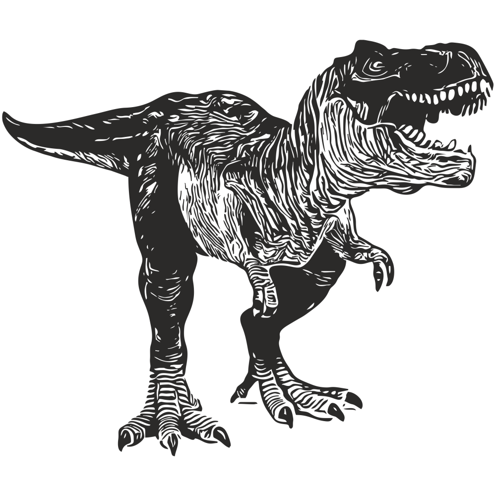 Tyrannosaurus dinosaur wall sticker in black – right-facing vinyl decal for prehistoric kids’ decor.