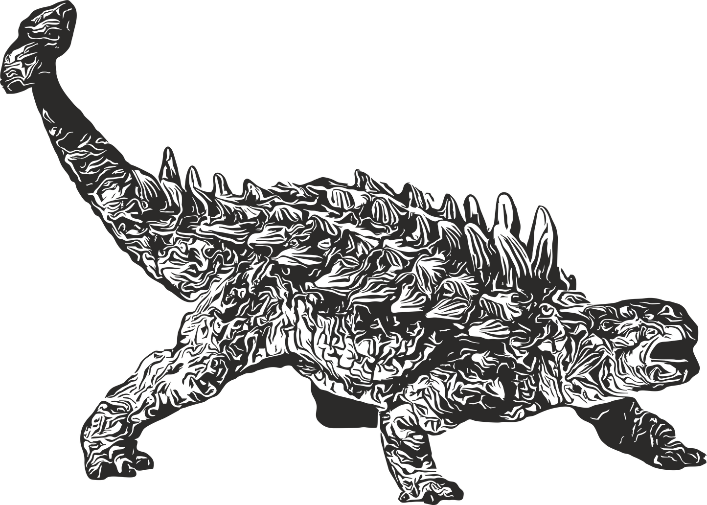 Right-facing: Black Ankylosaurus dinosaur wall decal – right view | Durable vinyl wall sticker for dino lovers