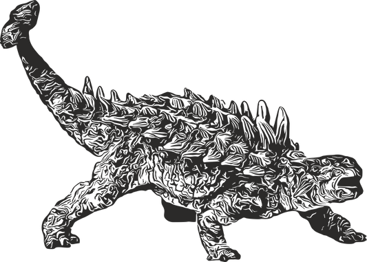 Right-facing: Black Ankylosaurus dinosaur wall decal – right view | Durable vinyl wall sticker for dino lovers