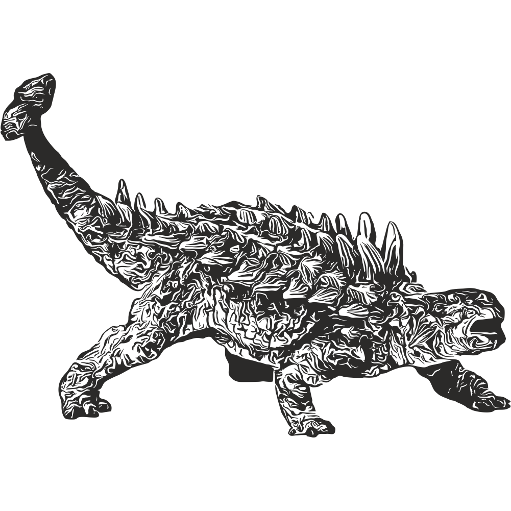 Ankylosaurus wall decal in black facing right – bold vinyl dinosaur sticker for kids’ rooms
