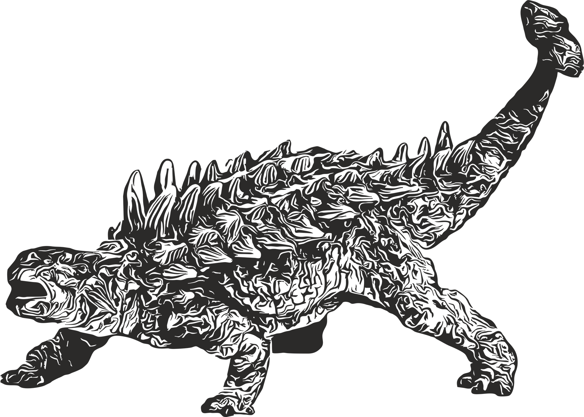 Black Ankylosaurus dinosaur wall decal – left view | Prehistoric vinyl sticker for kids’ rooms or learning spaces