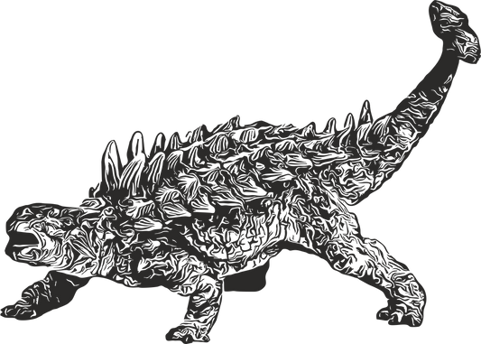 Black Ankylosaurus dinosaur wall decal – left view | Prehistoric vinyl sticker for kids’ rooms or learning spaces