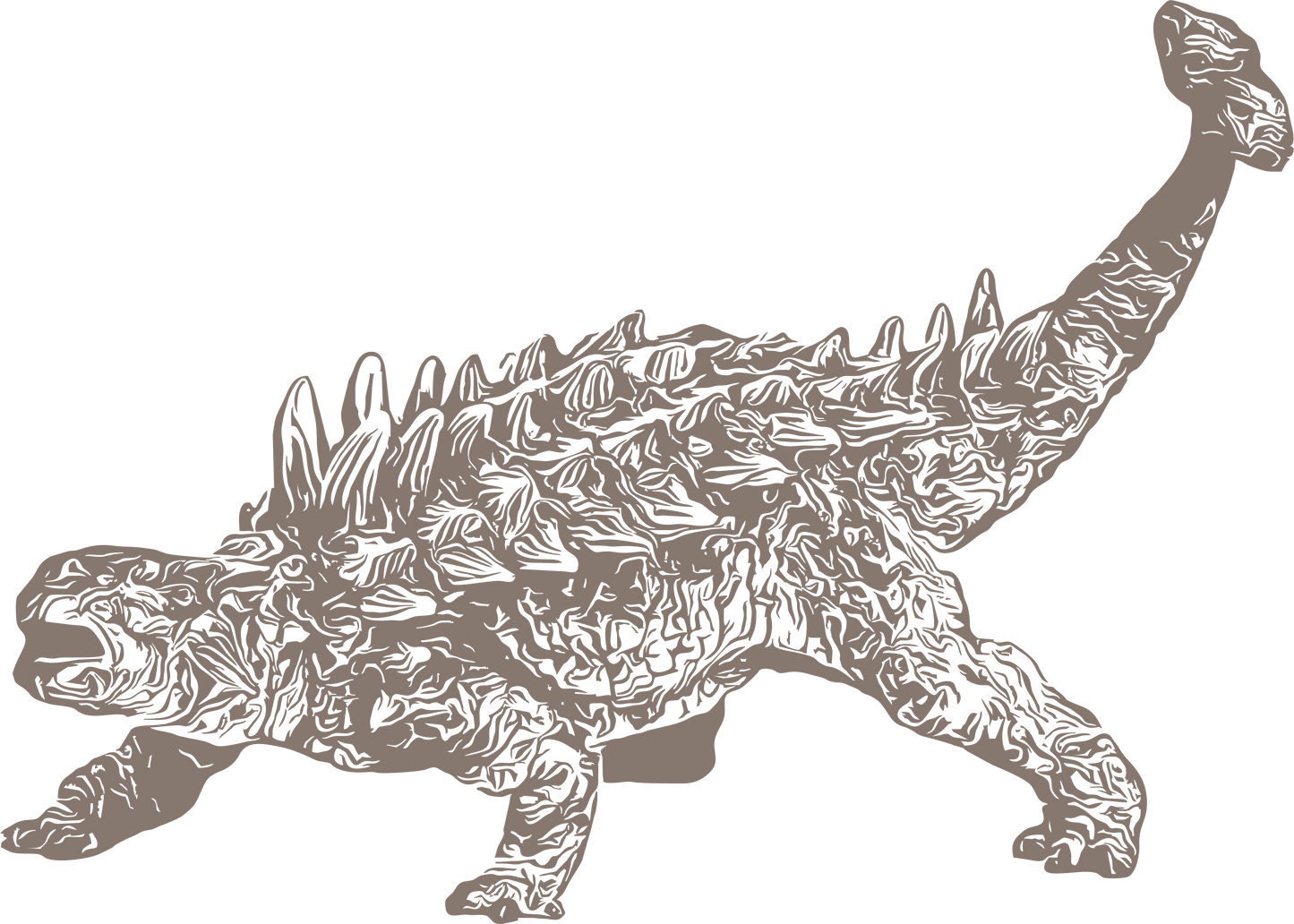 Brown Ankylosaurus dinosaur decal – left view | Rustic vinyl sticker for prehistoric themes