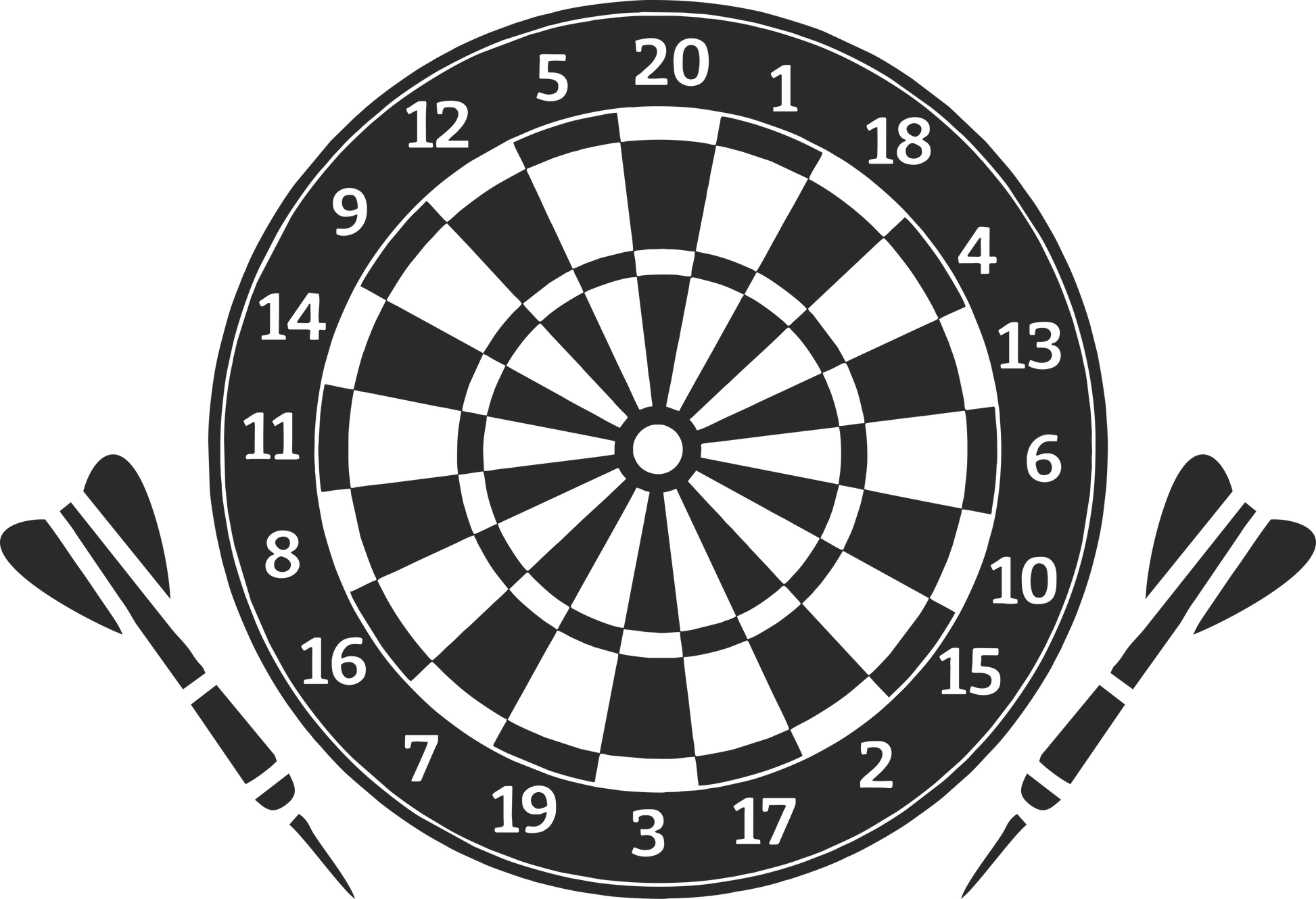 Darts wall decal – Bullseye and dartboard design in black – Vinyl sticker for game room decor.
