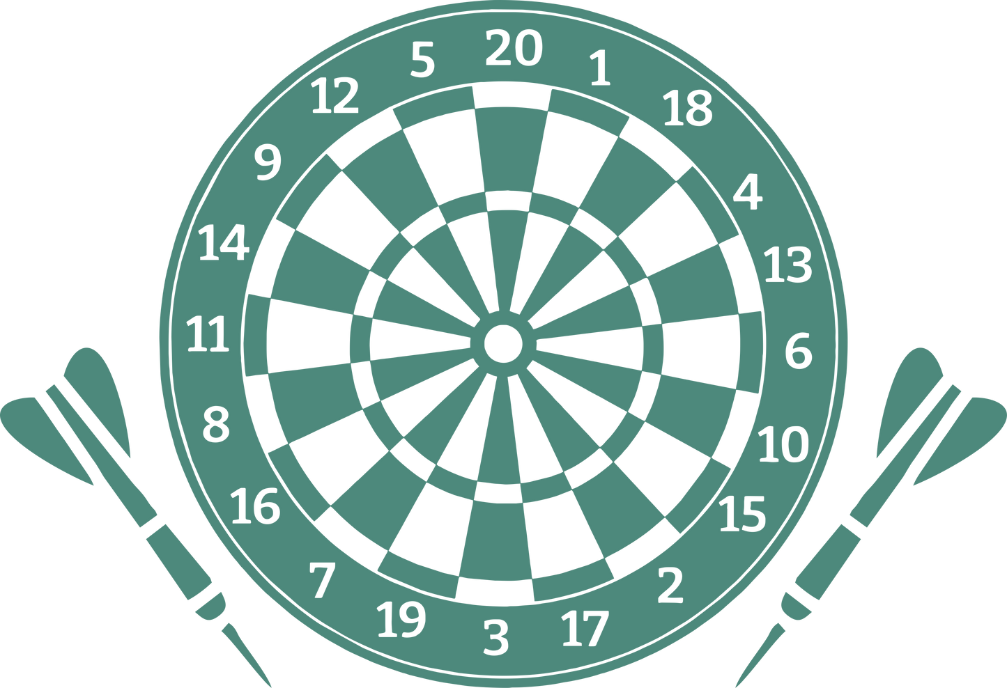 Darts wall decal – Bullseye and dartboard design in dark green – Vinyl sticker for game room decor.