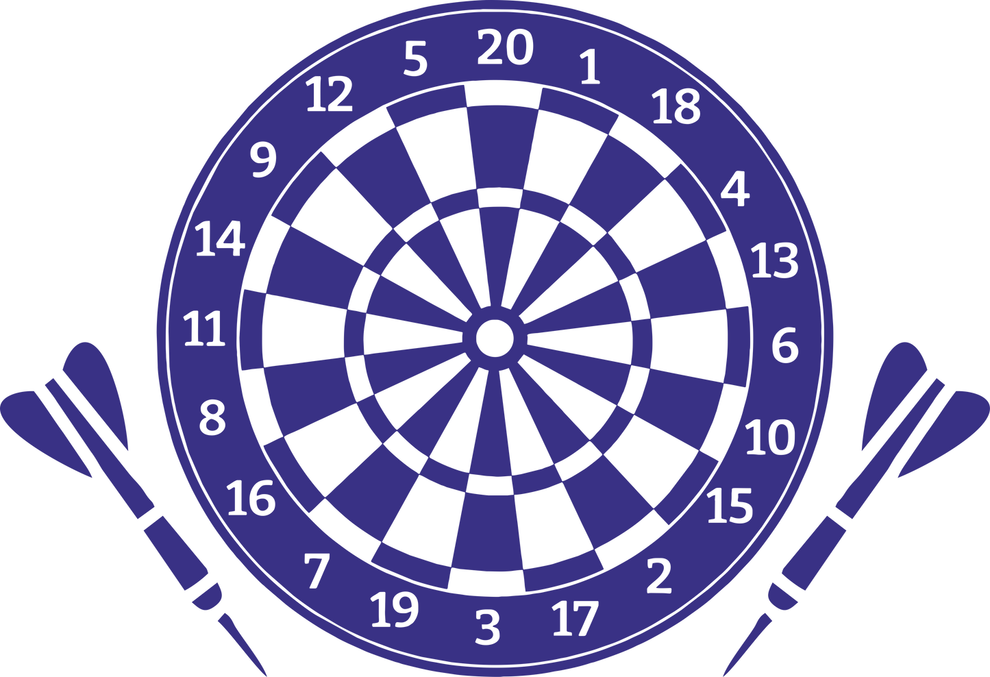 Darts wall decal – Bullseye and dartboard design in navy – Vinyl sticker for game room decor.