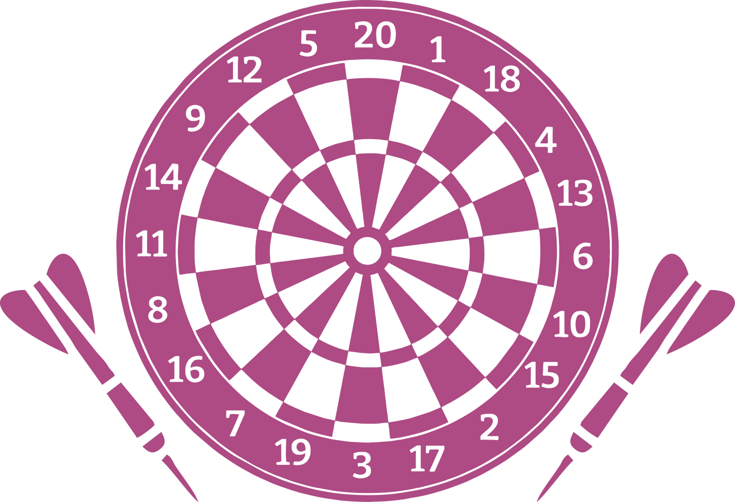 Darts wall decal – Bullseye and dartboard design in purple – Vinyl sticker for game room decor.