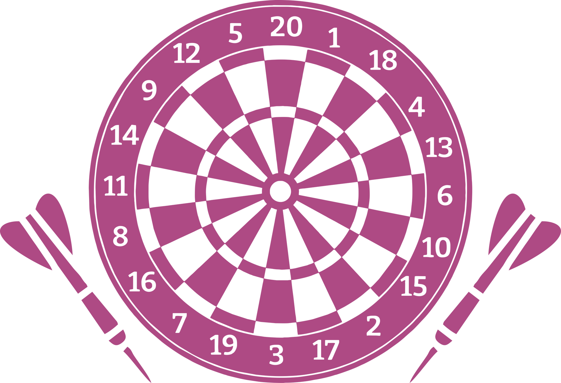 Darts wall decal – Bullseye and dartboard design in purple – Vinyl sticker for game room decor.