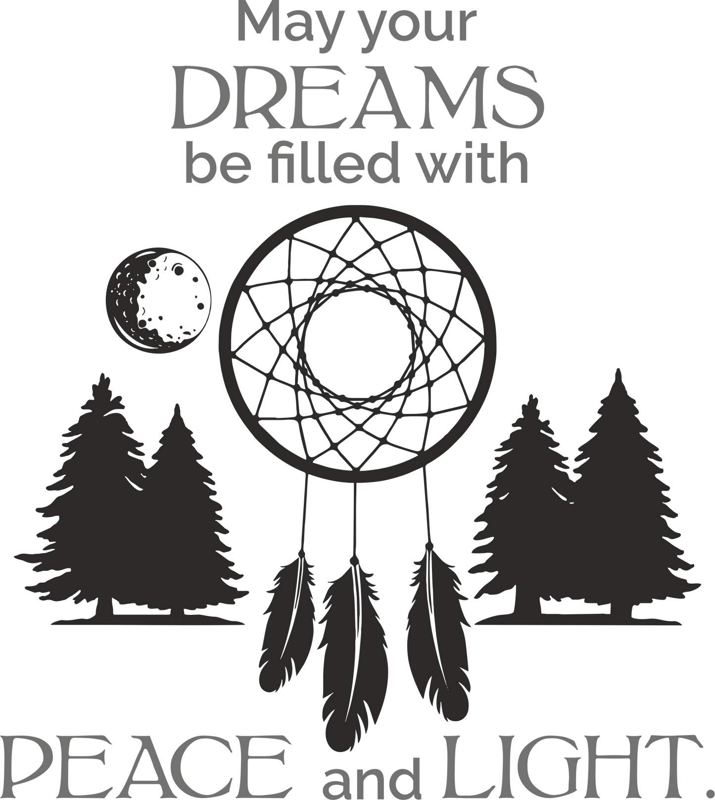 Relaxing grey wall art decal with dreamcatcher