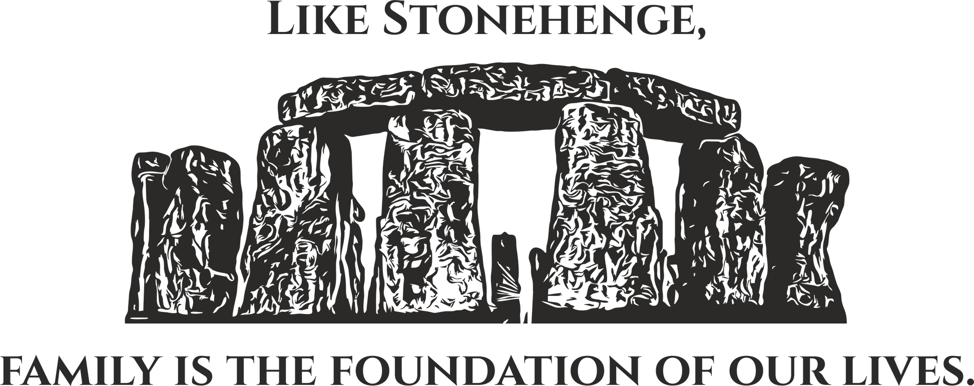 Black family quote wall decal with Stonehenge design