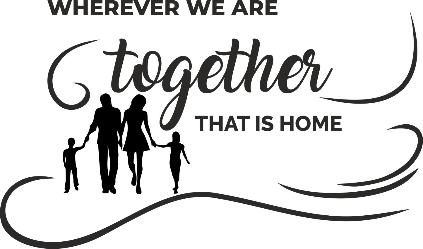 Black family wall decal with togetherness quote and silhouette