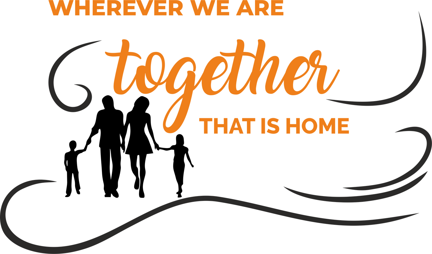Quote wall decal in orange with loving family design