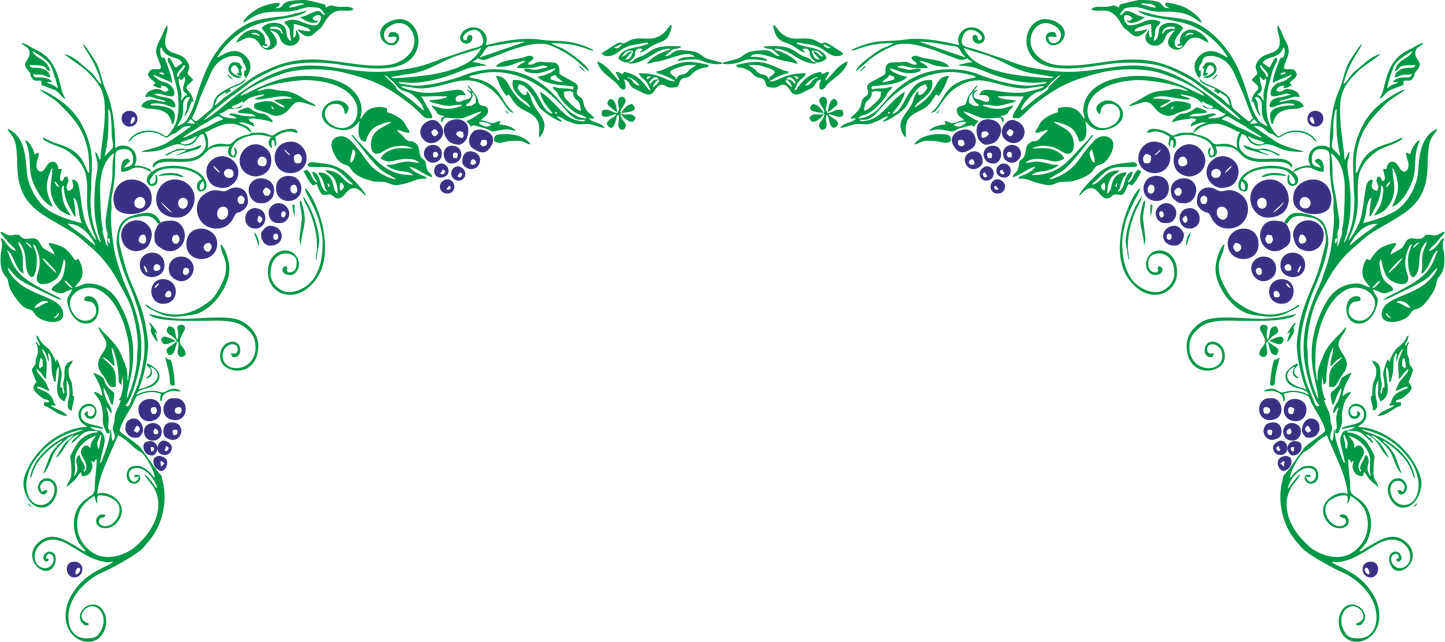 Green and purple grapevine arch wall decal – colourful botanical entrance sticker