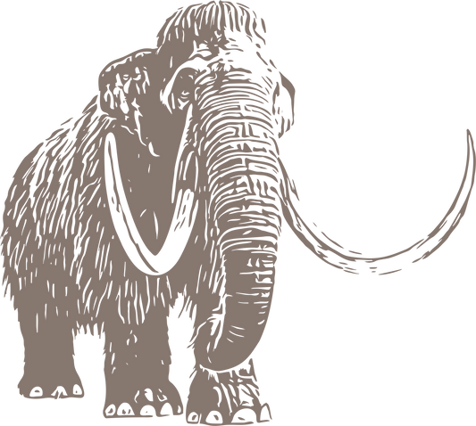 Right-facing brown mammoth vinyl decal – perfect for fossil displays or themed playrooms
