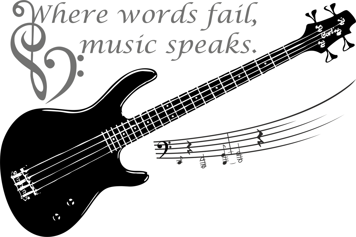 Grey music quote wall decal with guitar silhouette