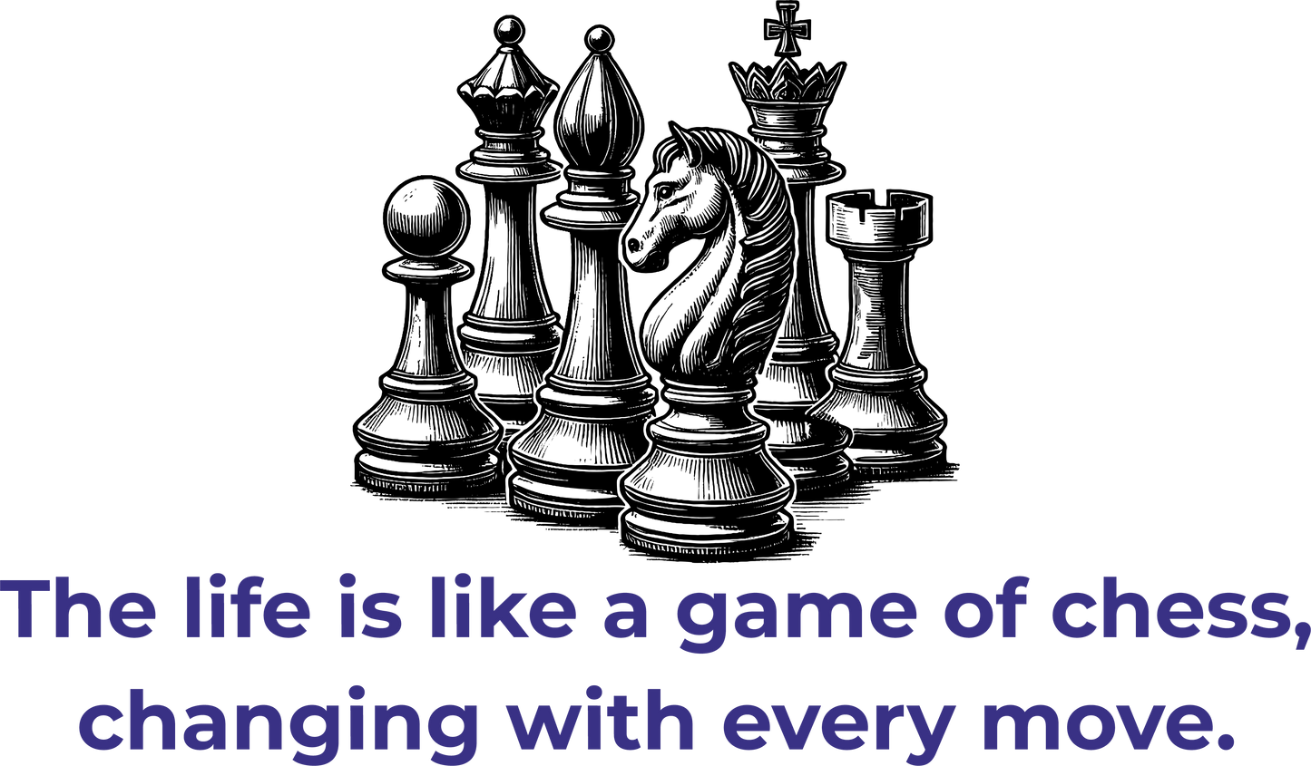 Navy blue chess wall sticker – game of life quote decor