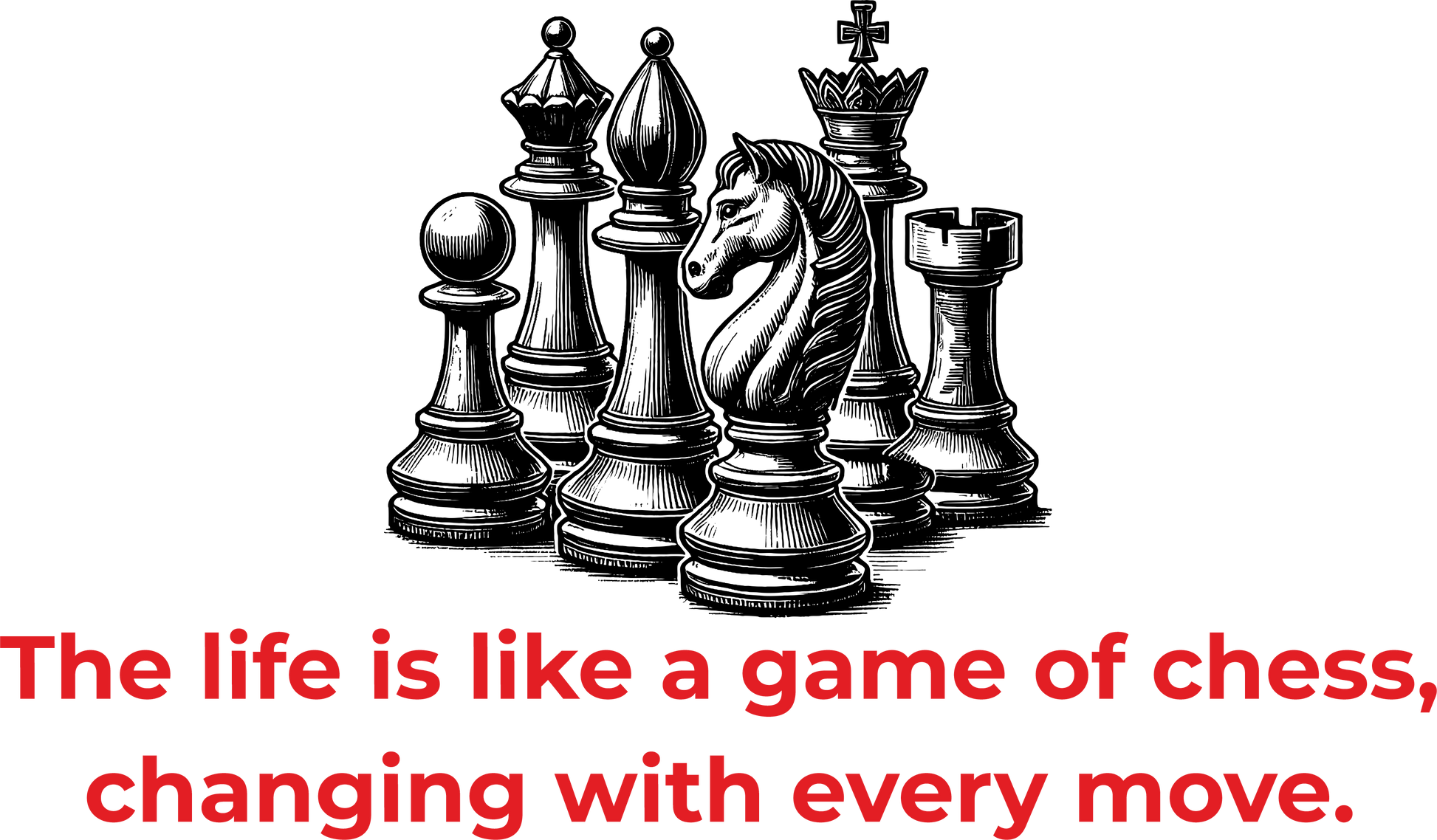 Red chess sticker with quote – life and chess themed wall decal