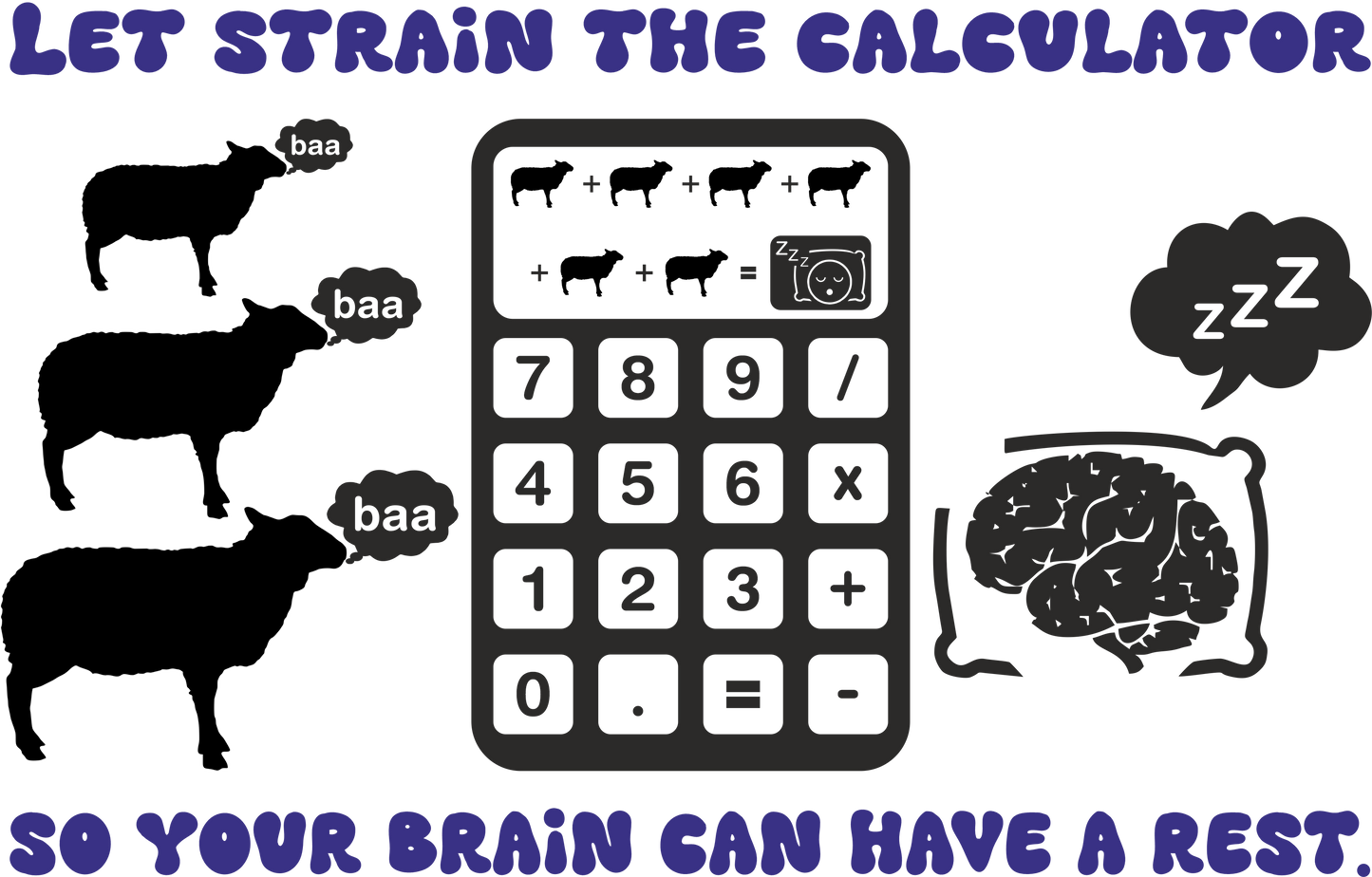 Navy wall decal with sheep and calculator design