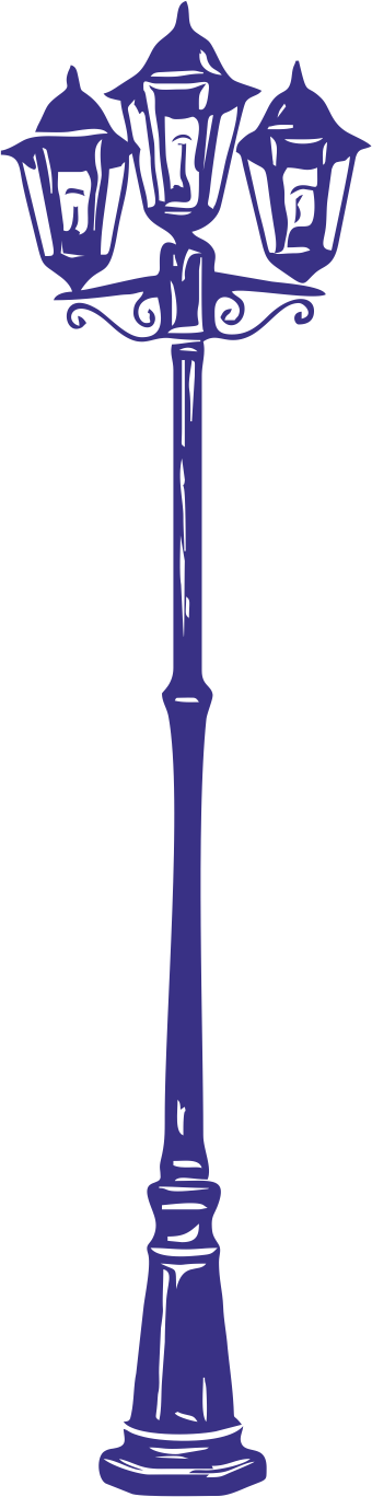 Navy streetlamp wall sticker – elegant dark blue hallway accent
