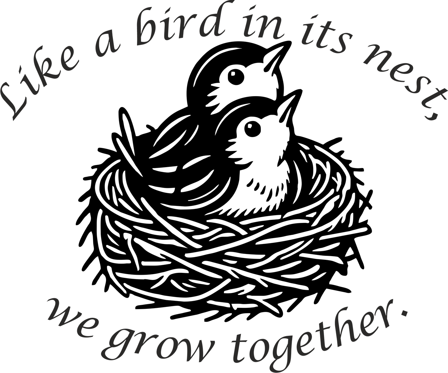 Black Together We Grow wall decal – bird nest family quote vinyl sticker