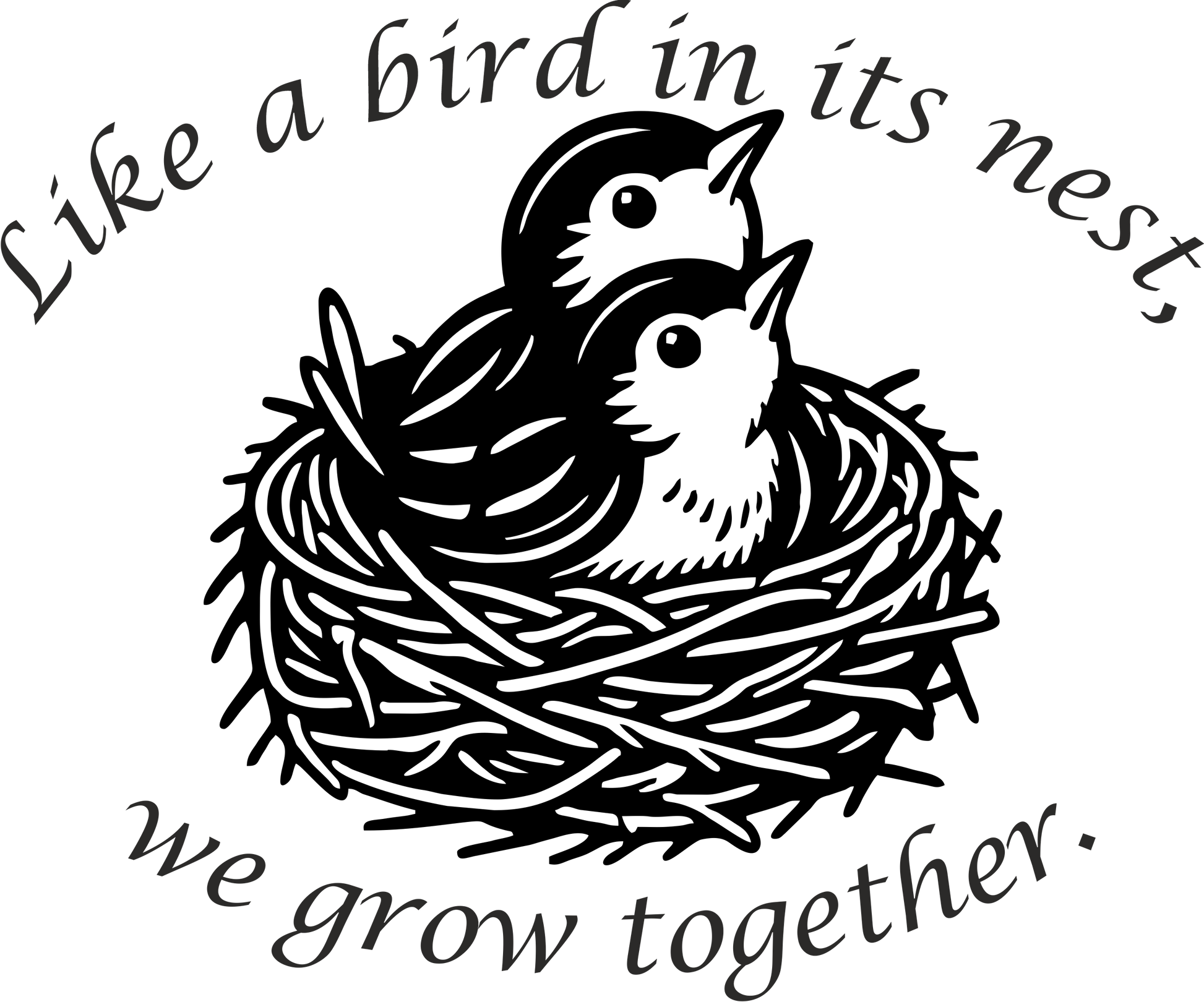 Black Together We Grow wall decal – bird nest family quote vinyl sticker