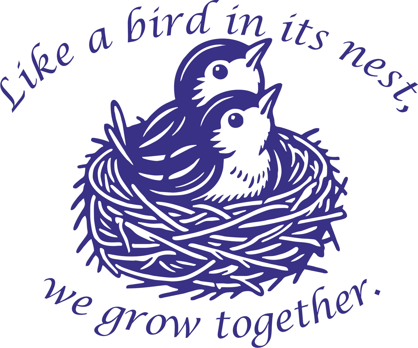 Navy Together We Grow wall decal – elegant bird nest family quote sticker
